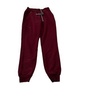 Figs Zamora Joggers Womens Small Burgundy Red High Waisted Nurse Uniform Po 3096